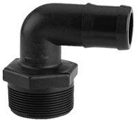 1-1/4 INCH X 1-1/4 INCH MNPT X HOSE BARB  POLY ELBOW - 90