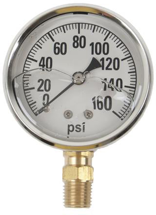 160 PSI LIQUID FILLED  / STAINLESS GAUGE - 2-1/2" DIAMETER