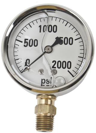 2000 PSI LIQUID FILLED  / STAINLESS GAUGE - 2-1/2" DIAMETER