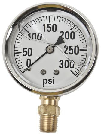 300 PSI LIQUID FILLED  / STAINLESS GAUGE - 2-1/2" DIAMETER