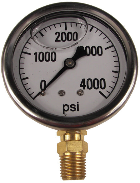 4000 PSI LIQUID FILLED  / STAINLESS GAUGE - 2-1/2" DIAMETER