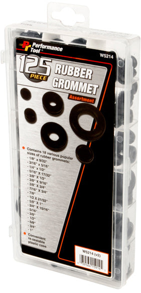 RUBBER GROMMET ASSORTMENT (125 PER PACK)