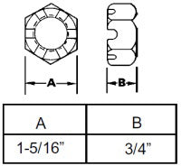 SLOTTED HEX NUT FOR SPINDLE  7/8"-14