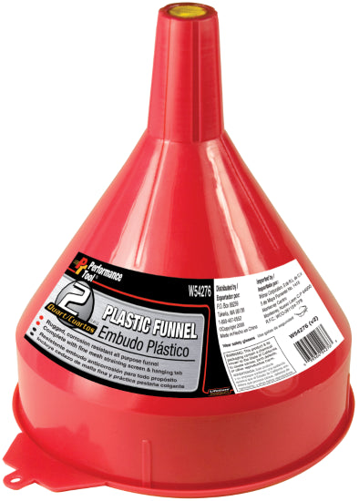 2 QUART ALL PURPOSE FUNNEL - RED PLASTIC