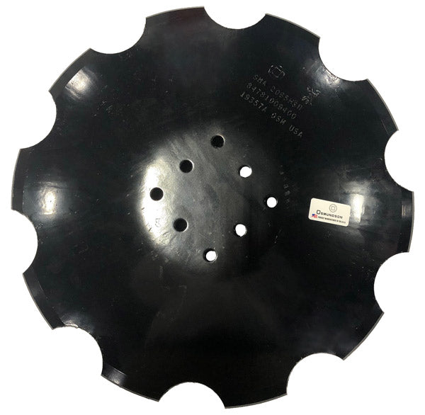 20 INCH X 6.5MM NOTCHED VERTICAL TILL BLADE WITH 8 HOLES FOR HIGH SPEED DISCS - FITS DEERE / NORWOOD AND DEGELMAN