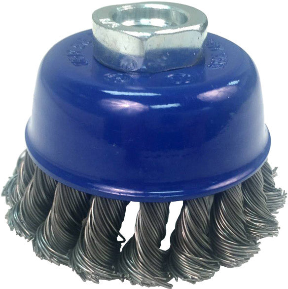 KNOT END WIRE CUP BRUSH - 2-3/4" X (5/8"-11, M10X1.25, M10X1.5) FOR ANGLE GRINDER