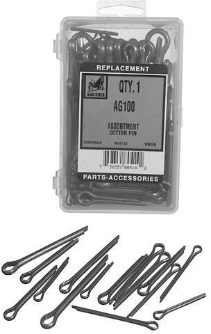 100 PIECE AGRICULTURAL COTTER PIN ASSORTMENT - PLAIN STEEL