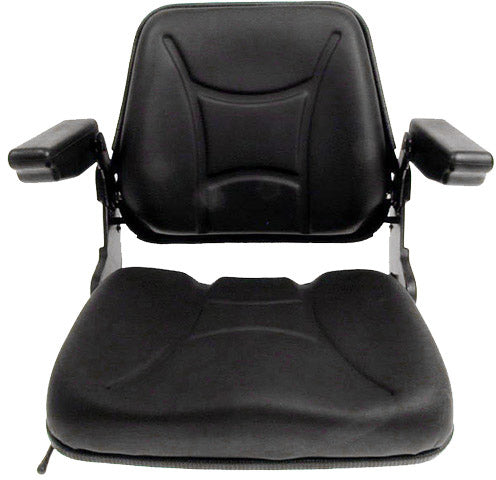 UNIVERSAL AG / INDUSTRIAL SEAT WITH FOLDING BACK & ARMS - BLACK VINYL